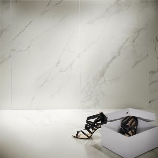 Floor and wall tile - Tilorex Calacatta marmer white Polished - 60x120 cm - Rectified - Ceramic - 8 mm thick - VTX60282