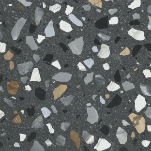Floor tile and Wall tile - Crisp XL Grafite terrazzo - 60x60 cm - rectified edges - 9 mm thick