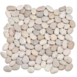 Mozaiek tegels Beach Pebbles White/Beige - 30x30 cm - 15 mm dik