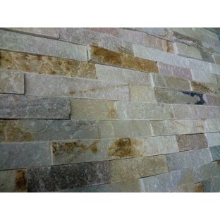 Natuursteen Schiste flatface stonepanel beige slate - 15x60 cmx1/2 15mm tot 25mm dik