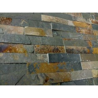 Natuursteen Schiste flatface stonepanel rusty slate - 15x60 cmx1/2 15mm tot 25mm dik
