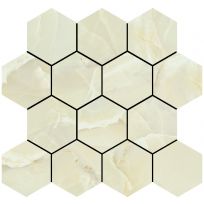 Mosaic tiles Onyx Sable polished hexagon op net van 29x27cm 9 mm thick